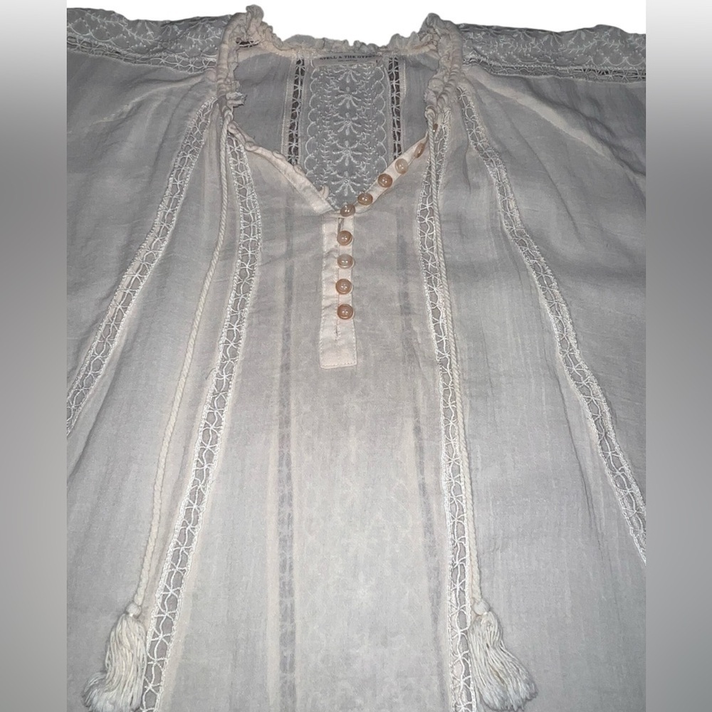 {EUC Spell & The Gypsy Collective Loves Me Not Blouse Cotton/Viscose Cream Small - Picture 5 of 13